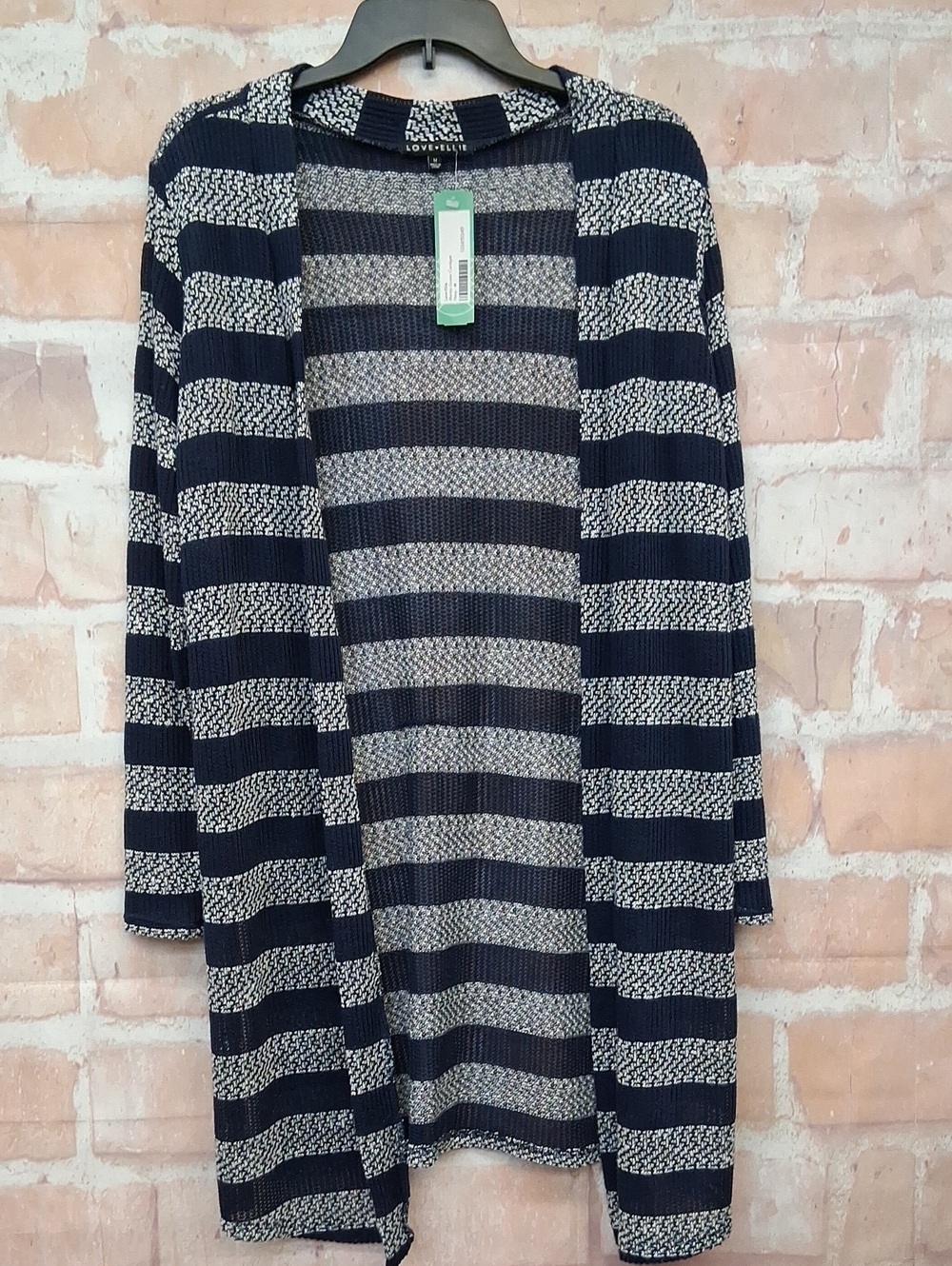 NWT Love Ellie Navy & White Striped Open-Front Cardigan